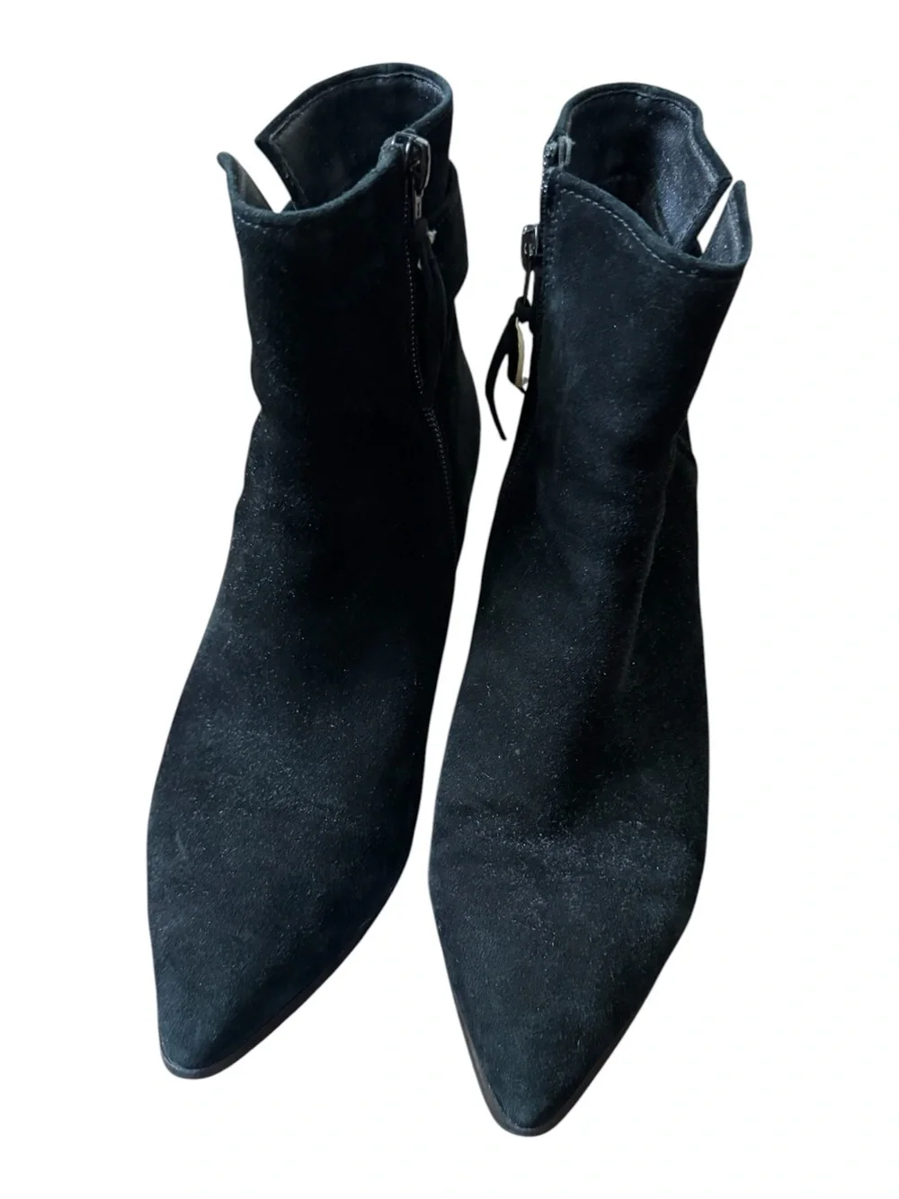 Vaneli Black Suede Pointed Ankle Booties